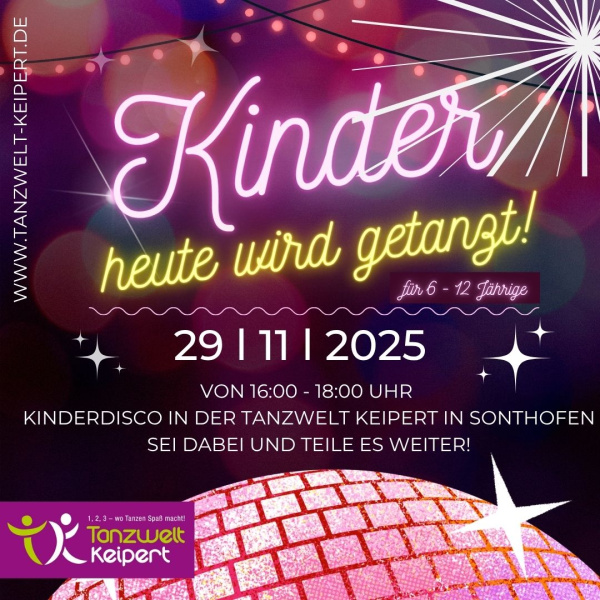 Kinderdisco in der Tanzwelt Keipert in Sonthofen/Allgäu im Oberallgäu